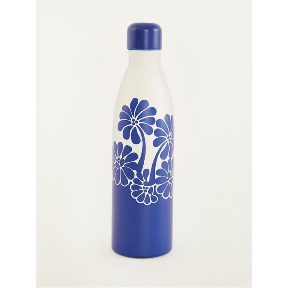 NEW FARM Rio Blue Palermo Insulated Stay Fresh Bottle Floral Stainless Steel 1L
